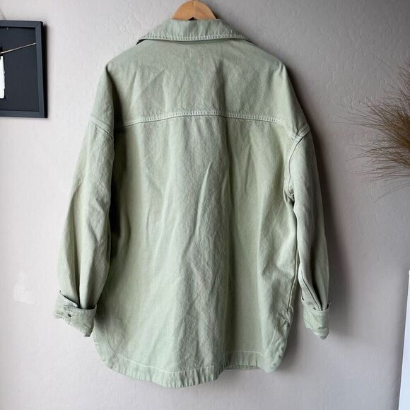 Helsa Utility Denim Oversized Button Up Shacket Overshirt Sage Green Size M/L - Picture 7 of 9